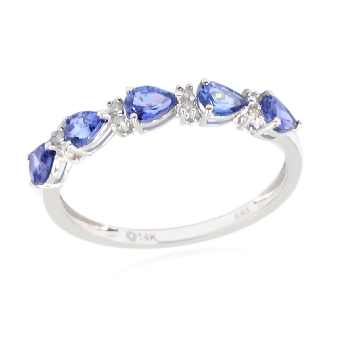 Gilded Lane 14K Gold 5-Stone Pear-Shaped Ceylon Blue Sapphire & Diamond Ring