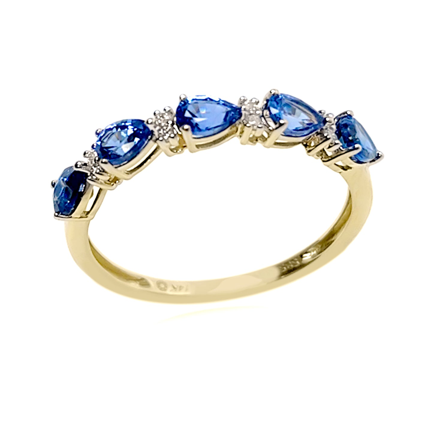 Gilded Lane 14K Gold 5-Stone Pear-Shaped Ceylon Blue Sapphire & Diamond Ring