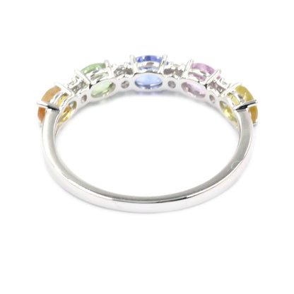 Gilded Lane 14K Gold 5-Stone Oval Multi-Sapphire & Diamond Ring