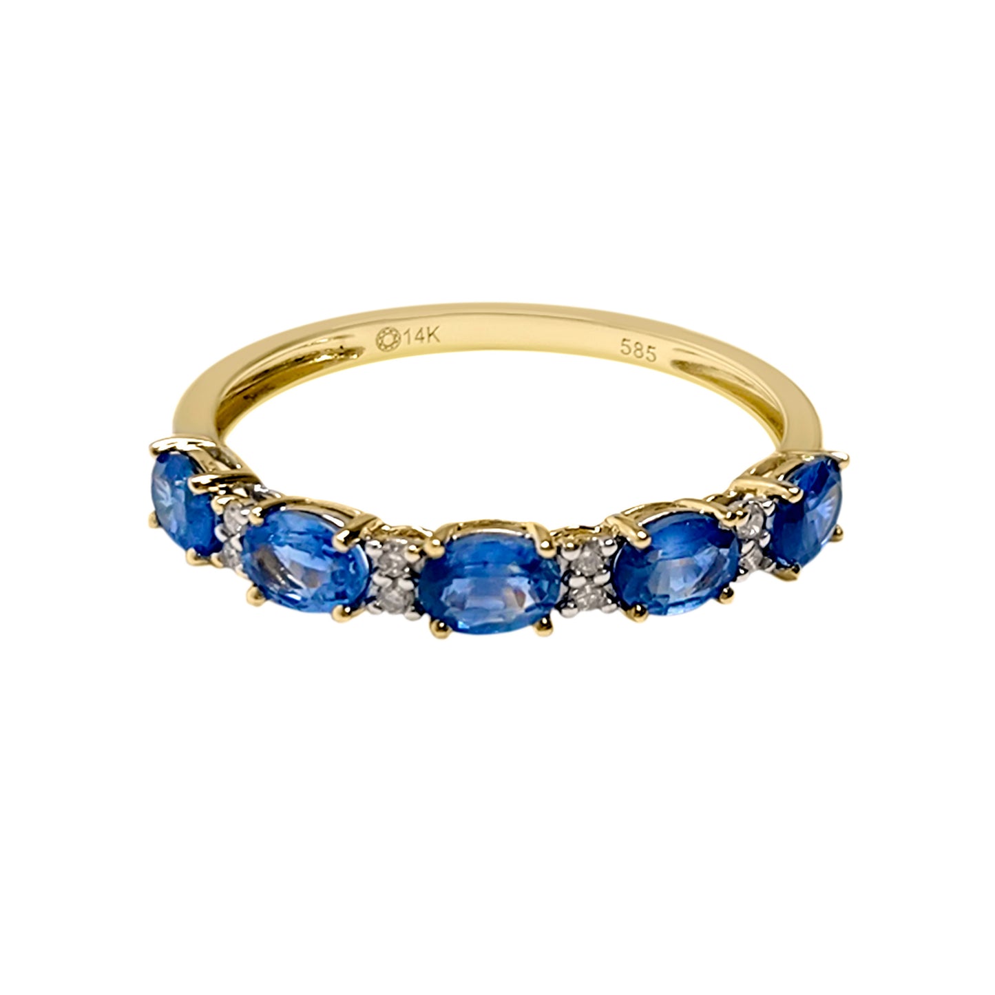 Gilded Lane 14K Gold 5-Stone Oval Ceylon Blue Sapphire & Diamond Ring
