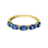 Gilded Lane 14K Gold 5-Stone Oval Ceylon Blue Sapphire & Diamond Ring