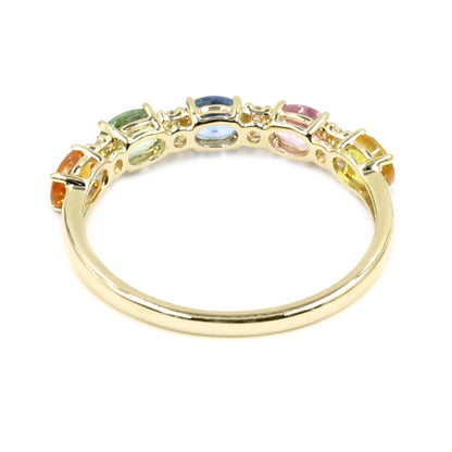 Gilded Lane 14K Gold 5-Stone Oval Multi-Sapphire & Diamond Ring