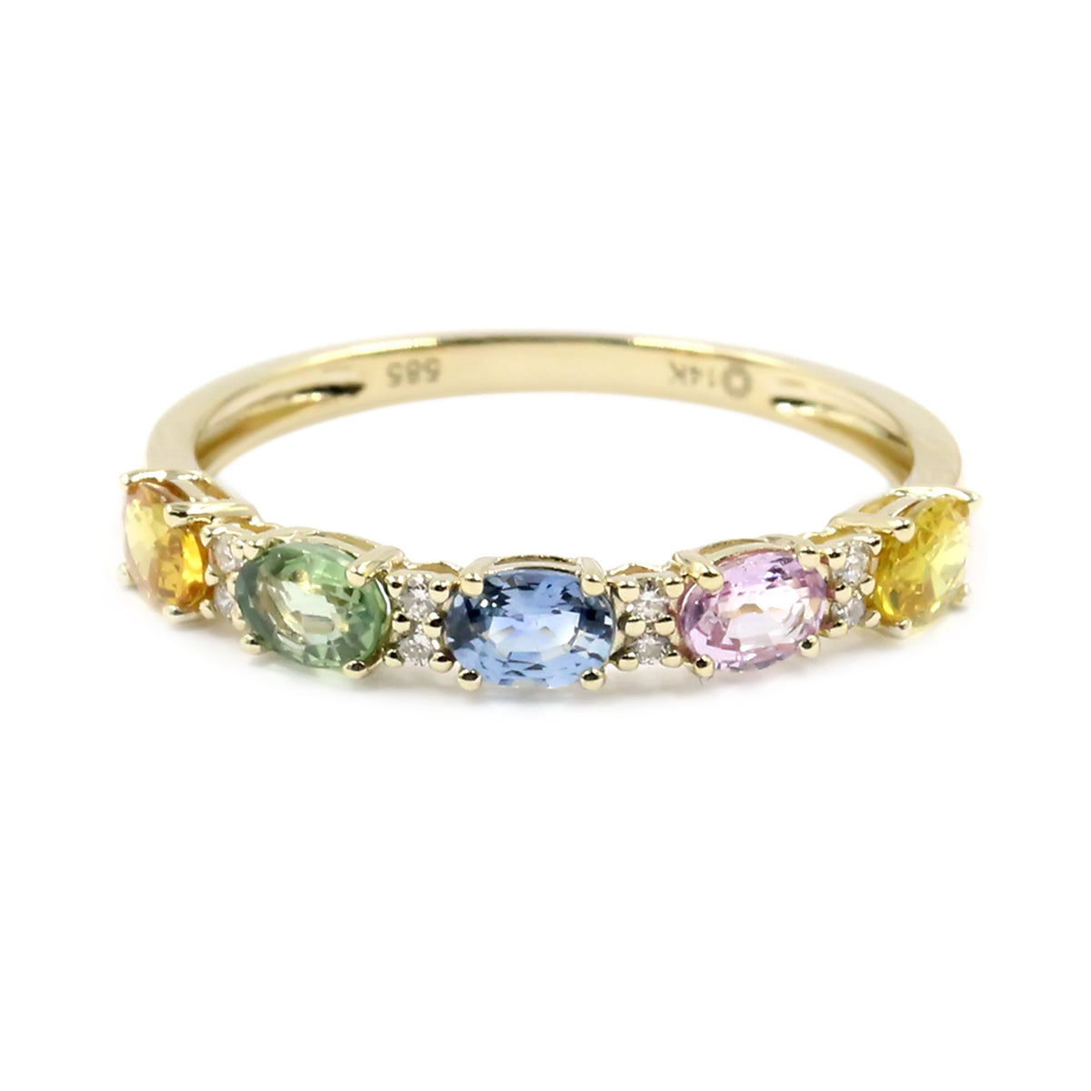 Gilded Lane 14K Gold 5-Stone Oval Multi-Sapphire & Diamond Ring