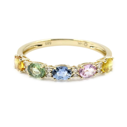 Gilded Lane 14K Gold 5-Stone Oval Multi-Sapphire & Diamond Ring