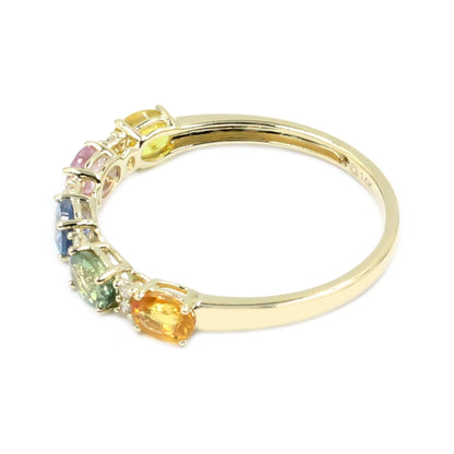 Gilded Lane 14K Gold 5-Stone Oval Multi-Sapphire & Diamond Ring