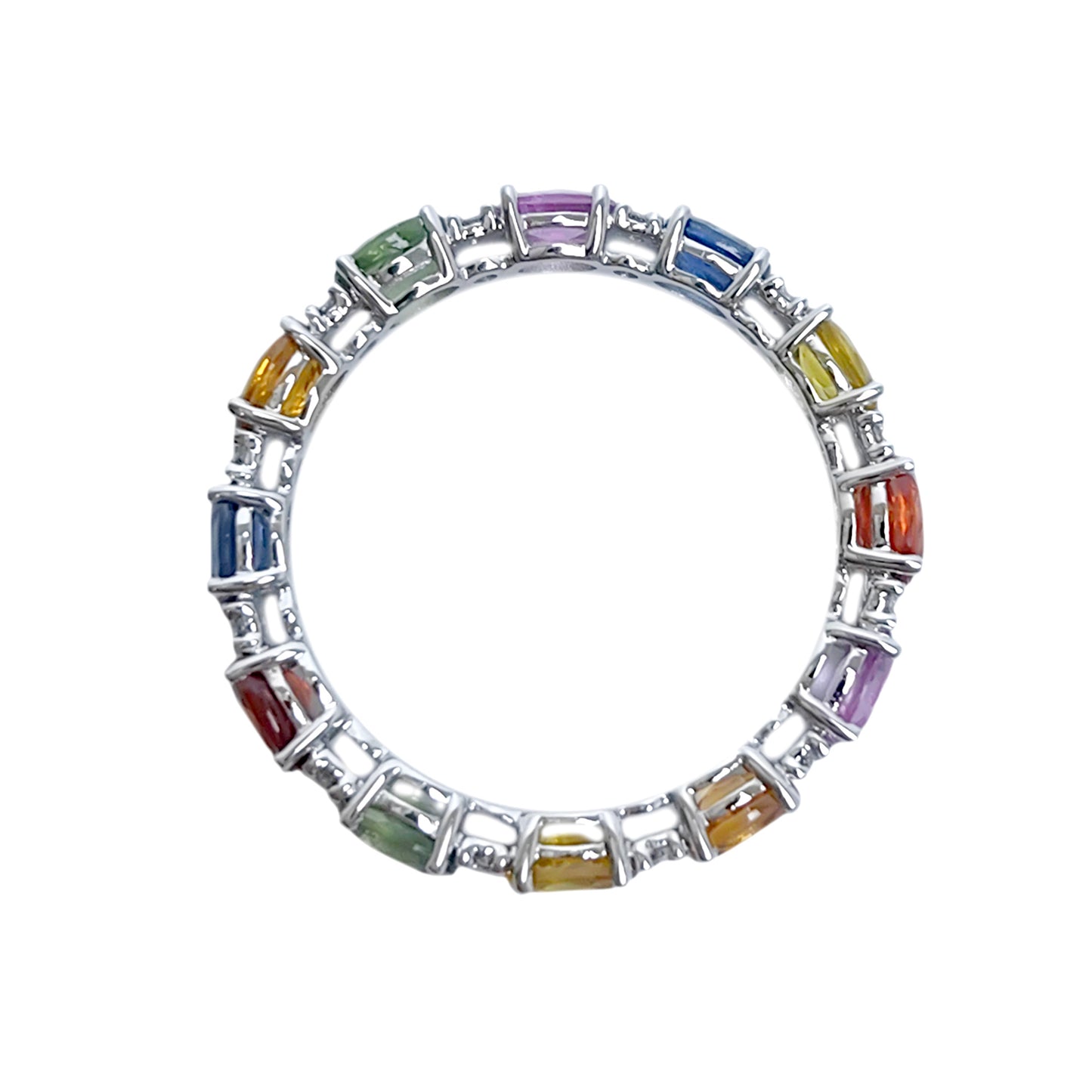 Gilded Lane 14K Gold 4x3mm Multi-Sapphire & Diamond Eternity Band Ring
