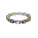 Gilded Lane 14K Gold 4x3mm Multi-Sapphire & Diamond Eternity Band Ring