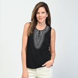 Christopher & Banks Embroidered Yoke Sleeveless Top