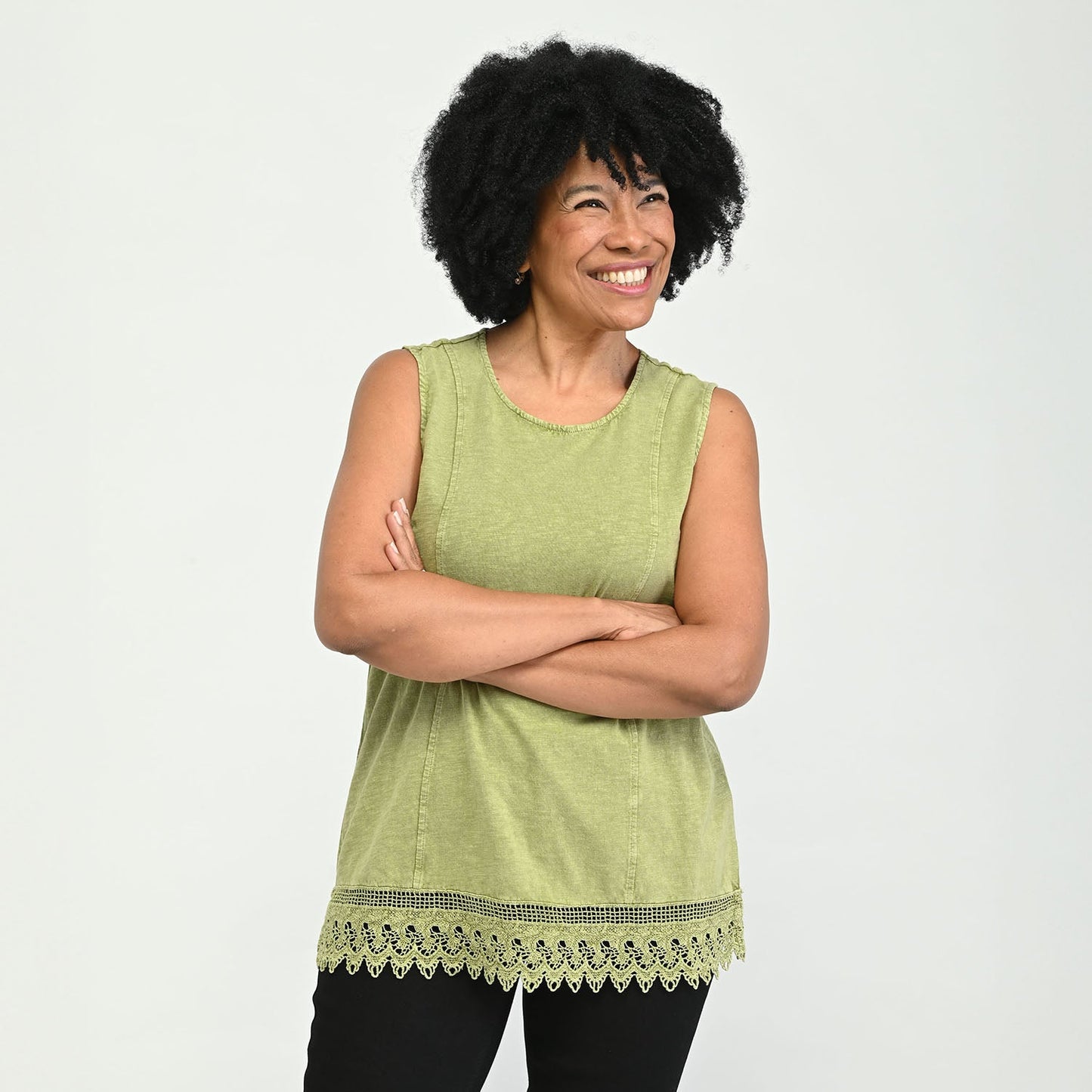 Christopher & Banks Sleeveless Lace Hem Top