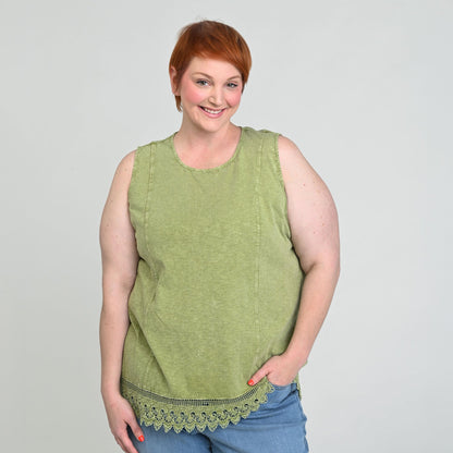 Christopher & Banks Sleeveless Lace Hem Top