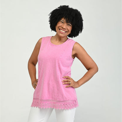 Christopher & Banks Sleeveless Lace Hem Top