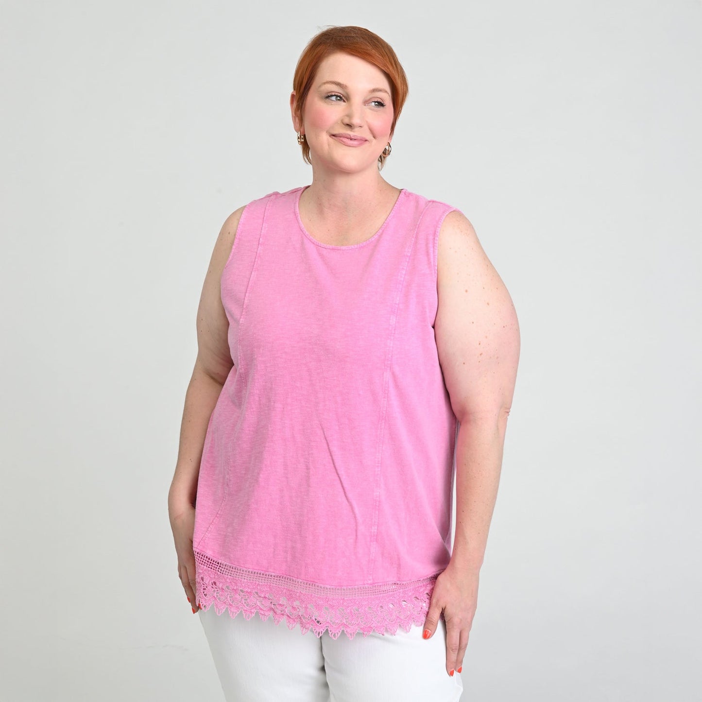 Christopher & Banks Sleeveless Lace Hem Top