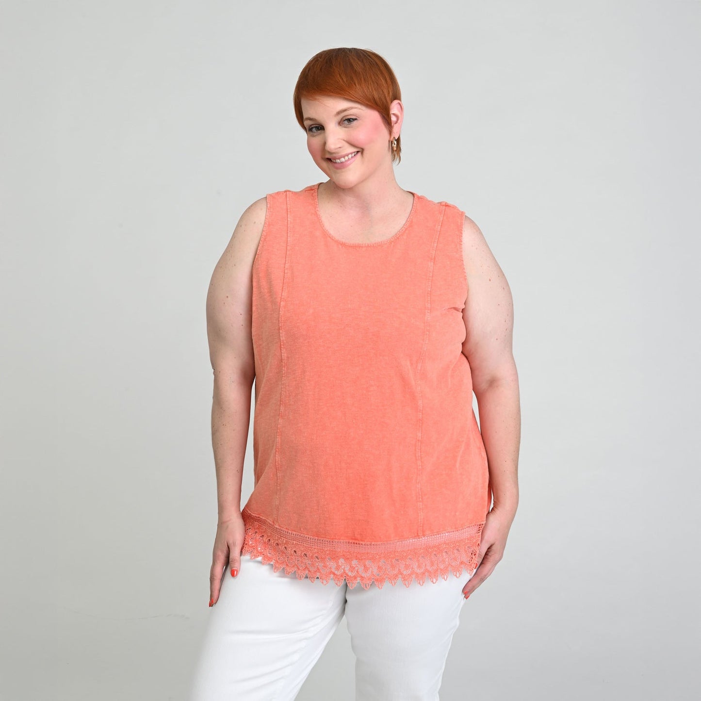 Christopher & Banks Sleeveless Lace Hem Top