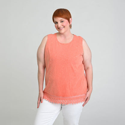 Christopher & Banks Sleeveless Lace Hem Top