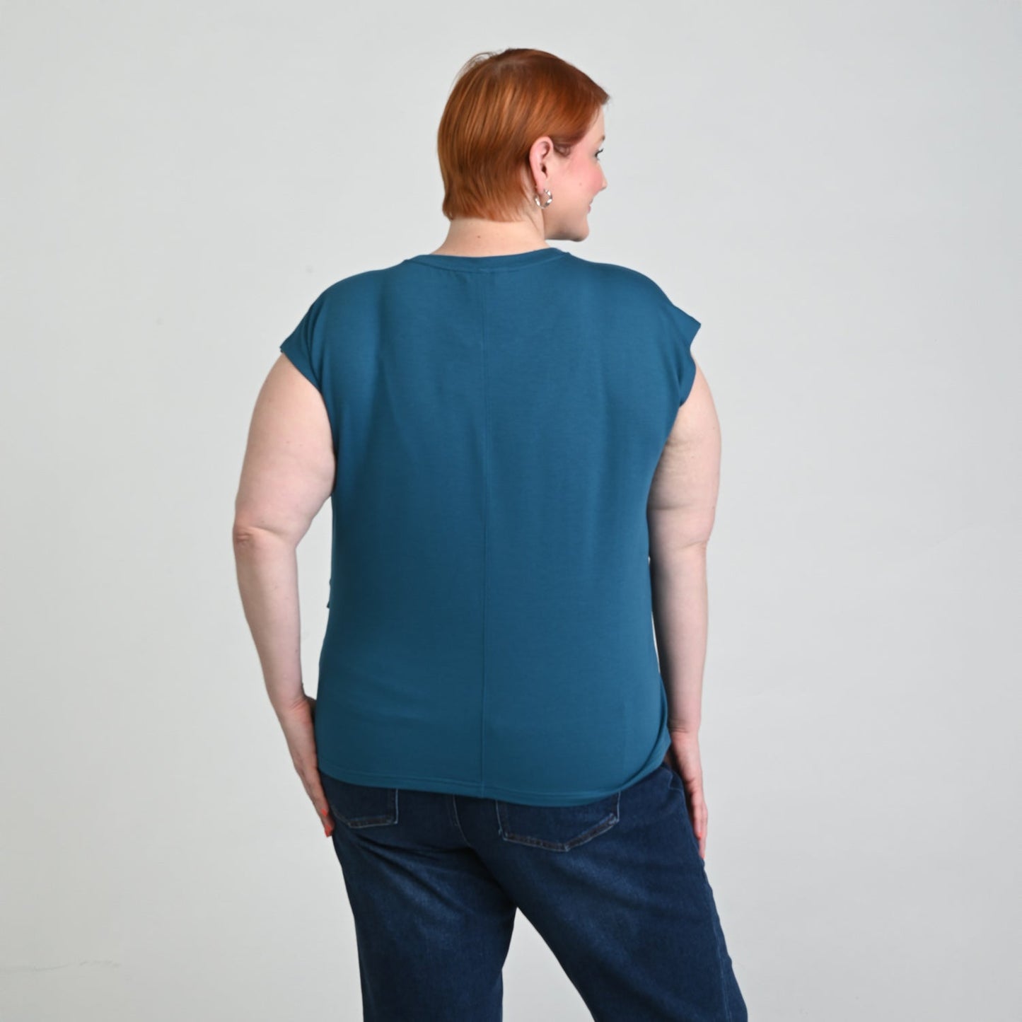 Christopher & Banks Relaxed Restyled Tie Waist Cap Sleeve Tee