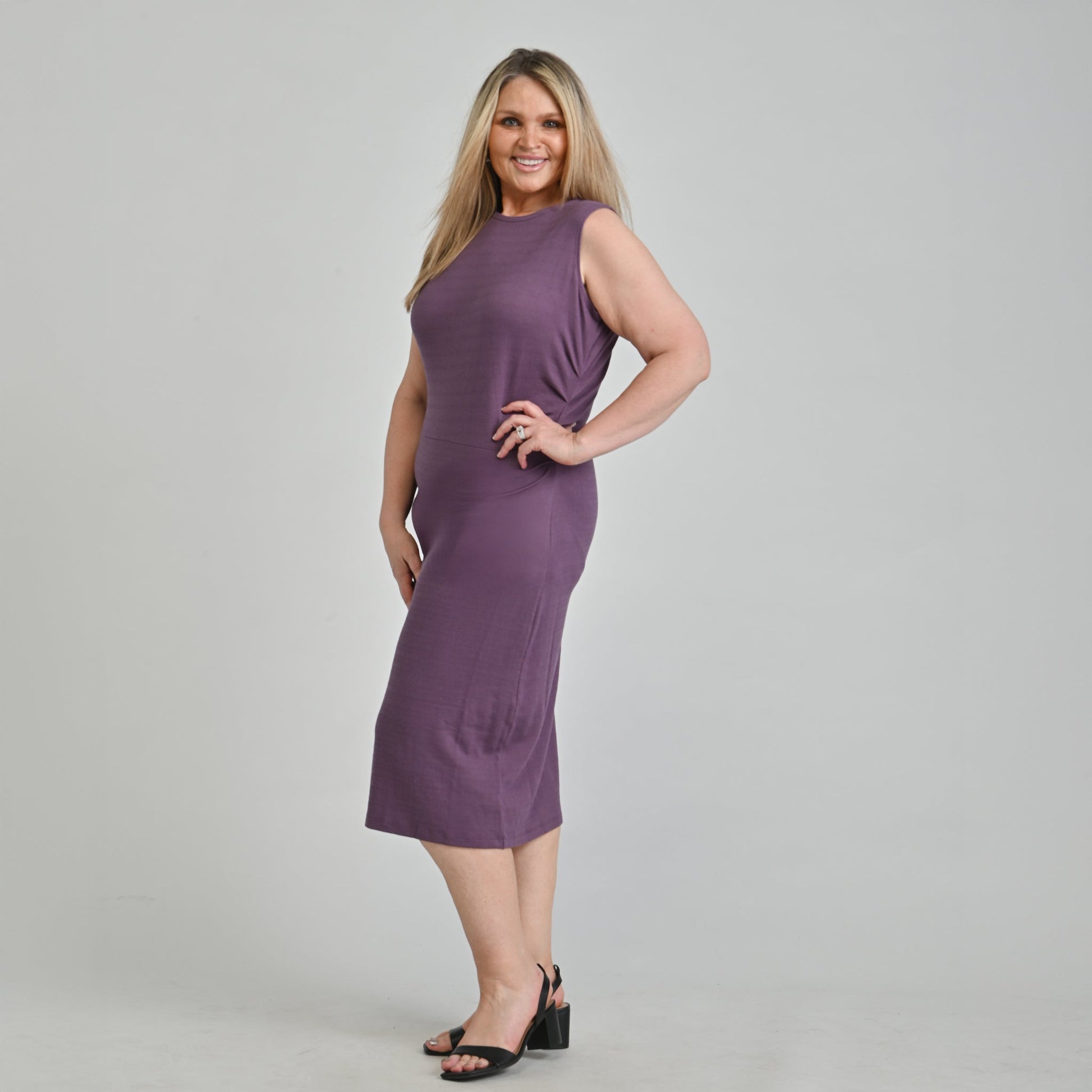 banks knit dress Ribbed Knit Sleeveless Dress VINTAGE VIOLET / L