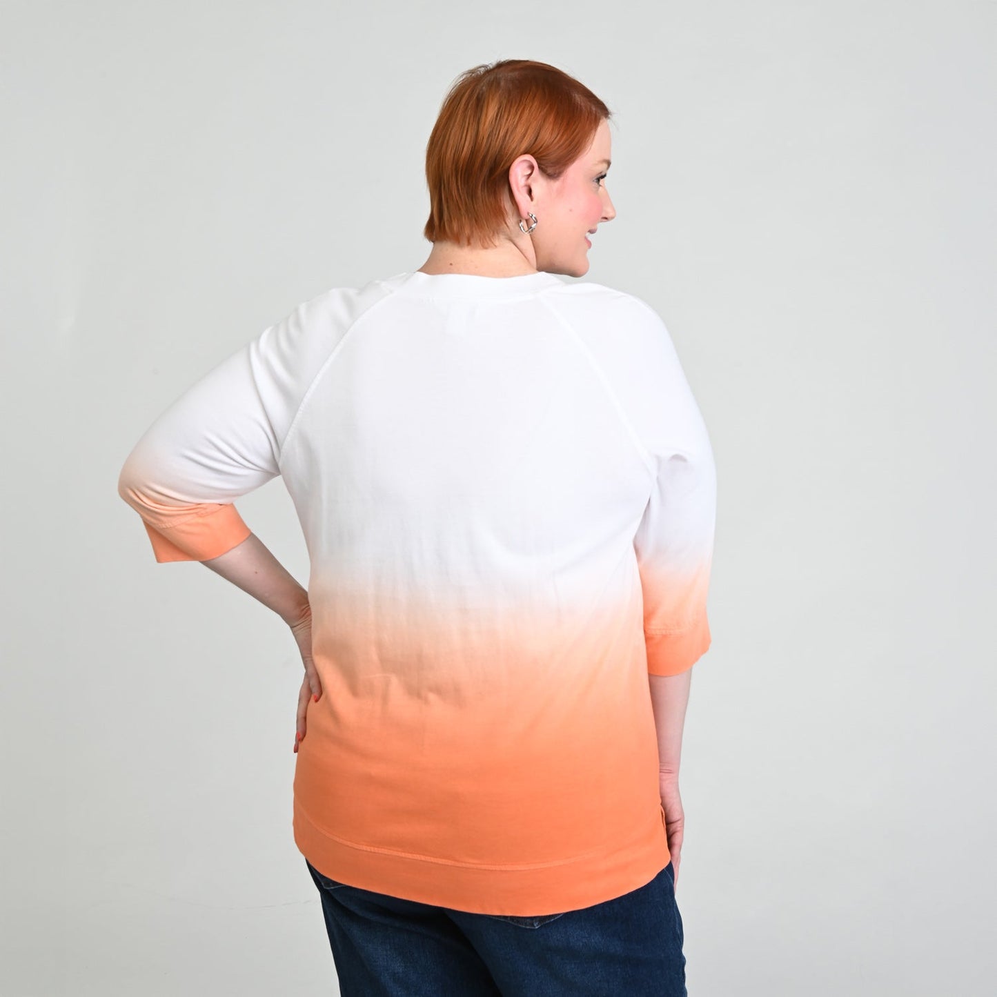 Christopher & Banks Relaxed Restyled Dip Dye 3/4 Sleeve Tee