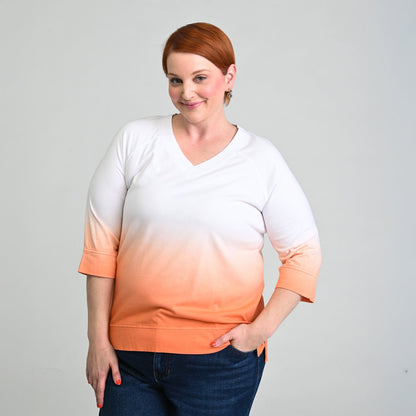 Christopher & Banks Relaxed Restyled Dip Dye 3/4 Sleeve Tee