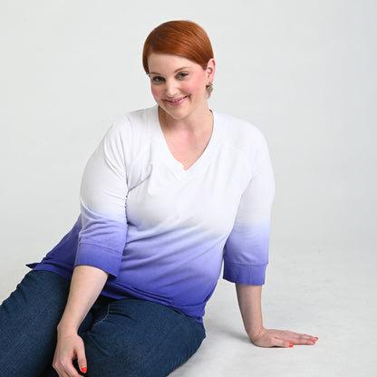 Christopher & Banks Relaxed Restyled Dip Dye 3/4 Sleeve Tee