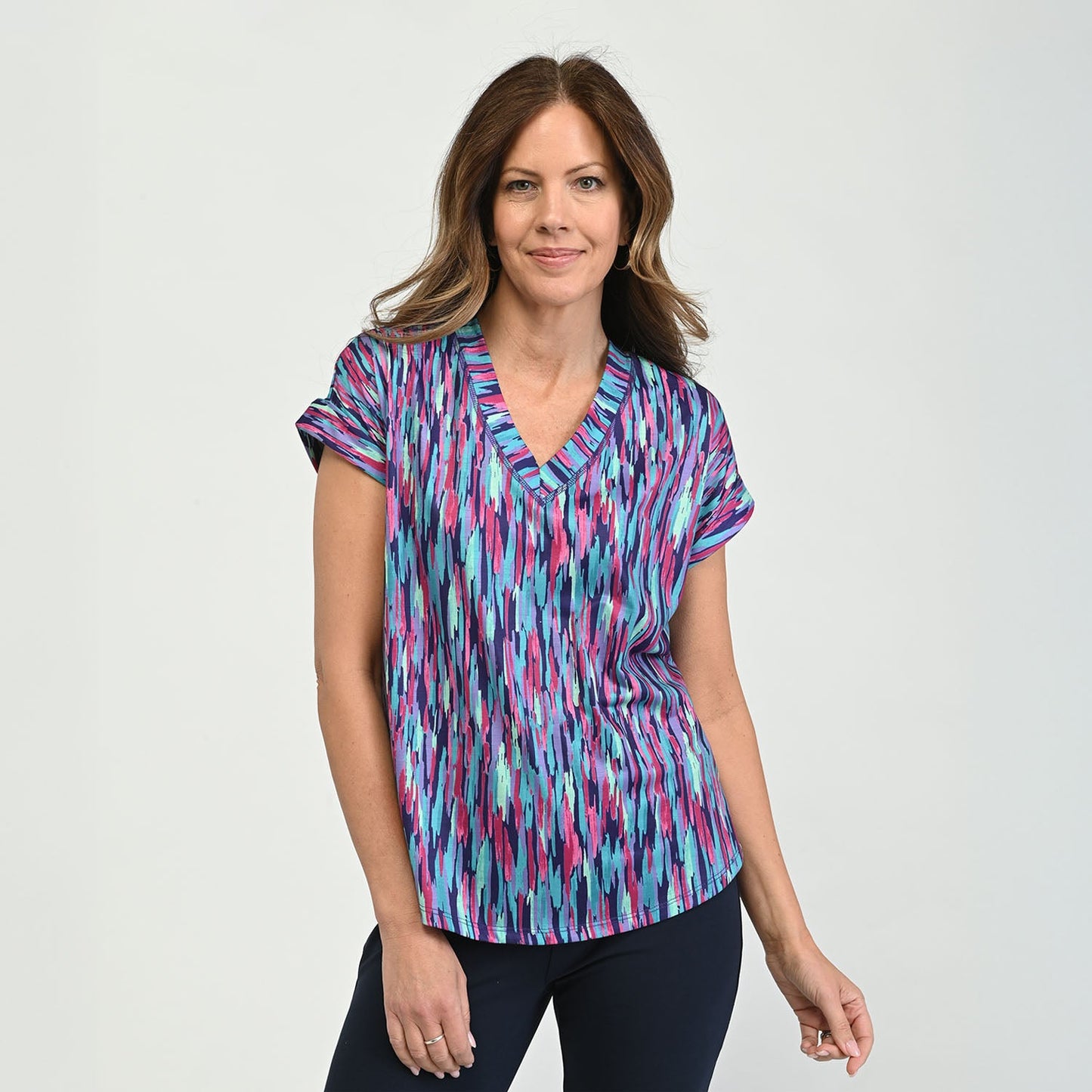 Christopher & Banks Relaxed Restyled Printed V Neck Tee