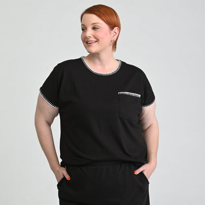 Christopher & Banks Relaxed Restyled Whip Stitch Dolman Sleeve Tee