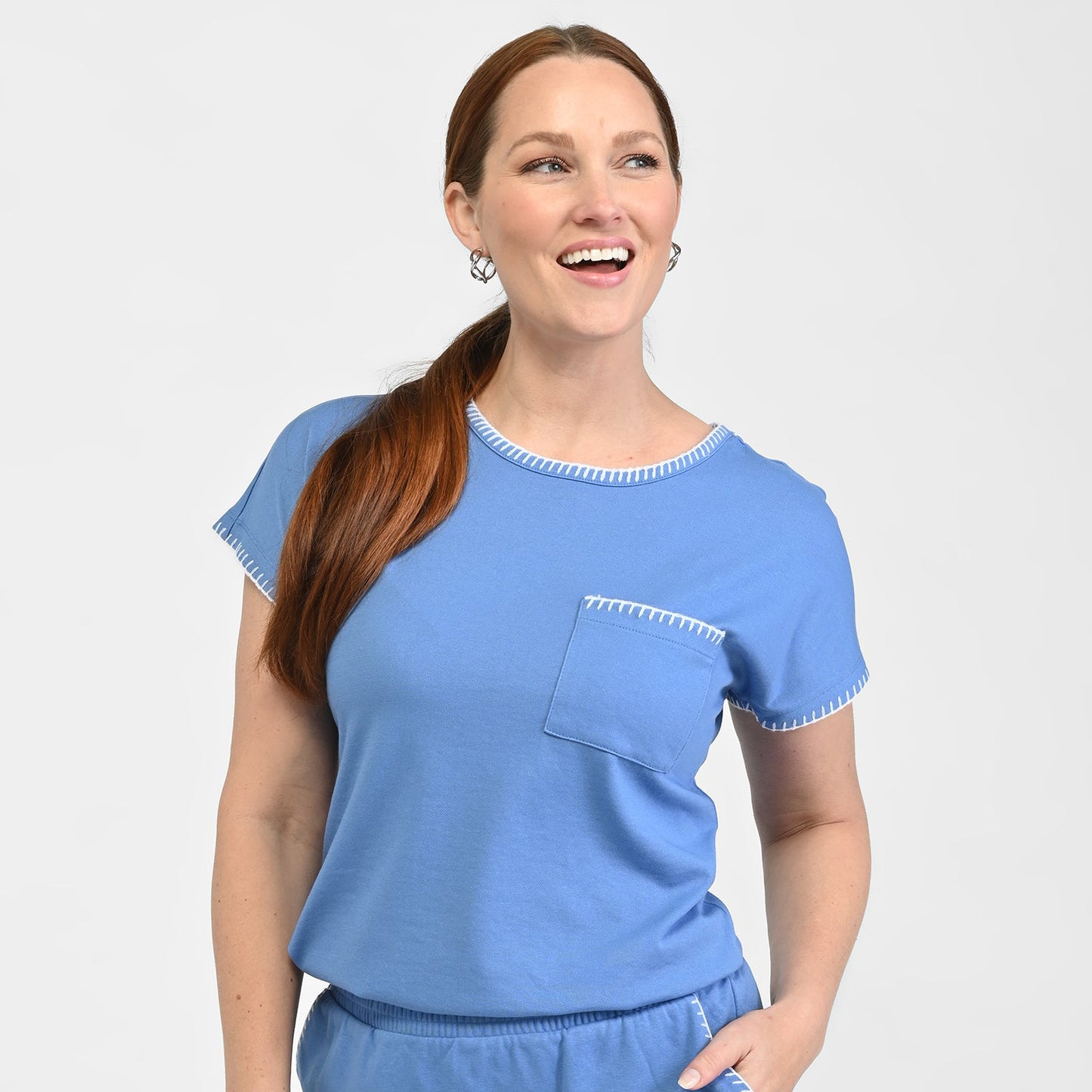 Christopher & Banks Relaxed Restyled Whip Stitch Dolman Sleeve Tee