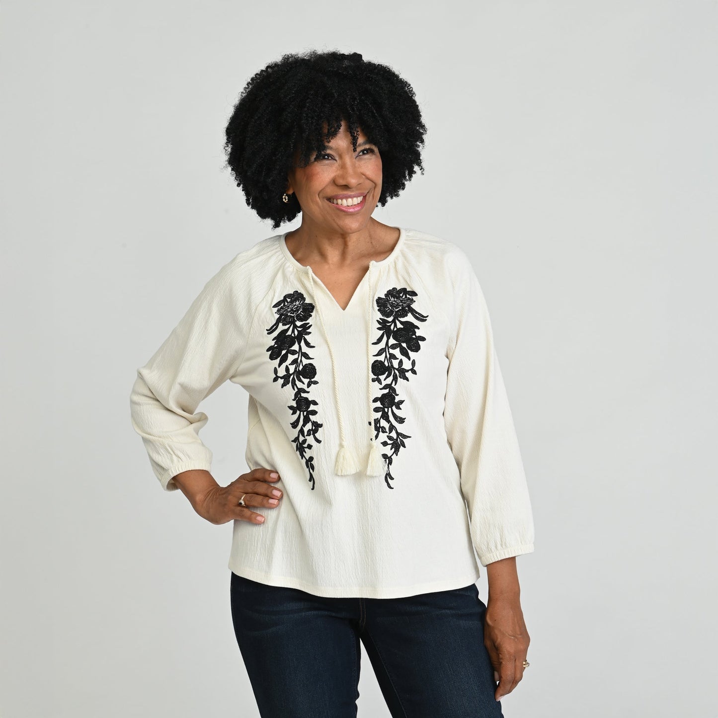Christopher & Banks Embroidered Knit Top