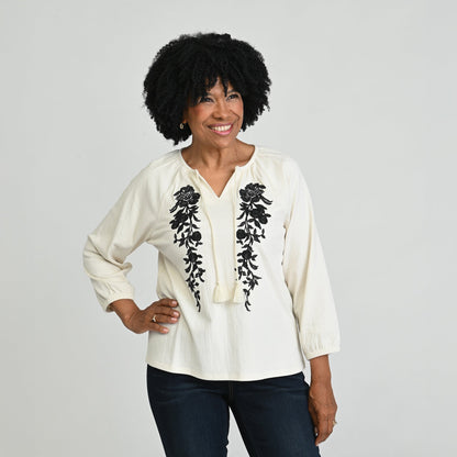 Christopher & Banks Embroidered Knit Top