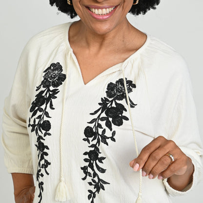 Christopher & Banks Embroidered Knit Top