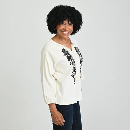 Christopher & Banks Embroidered Knit Top
