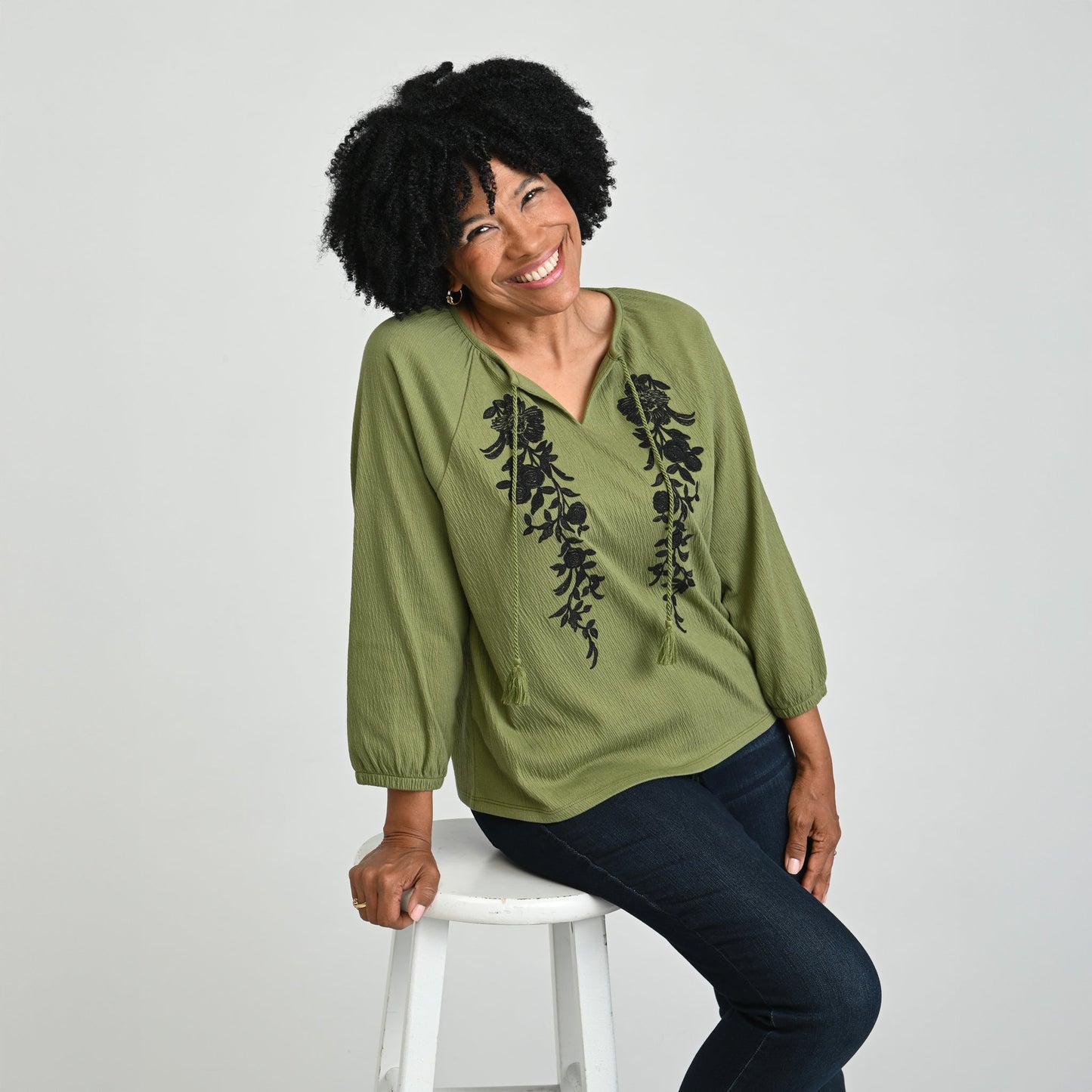 Christopher & Banks Embroidered Knit Top