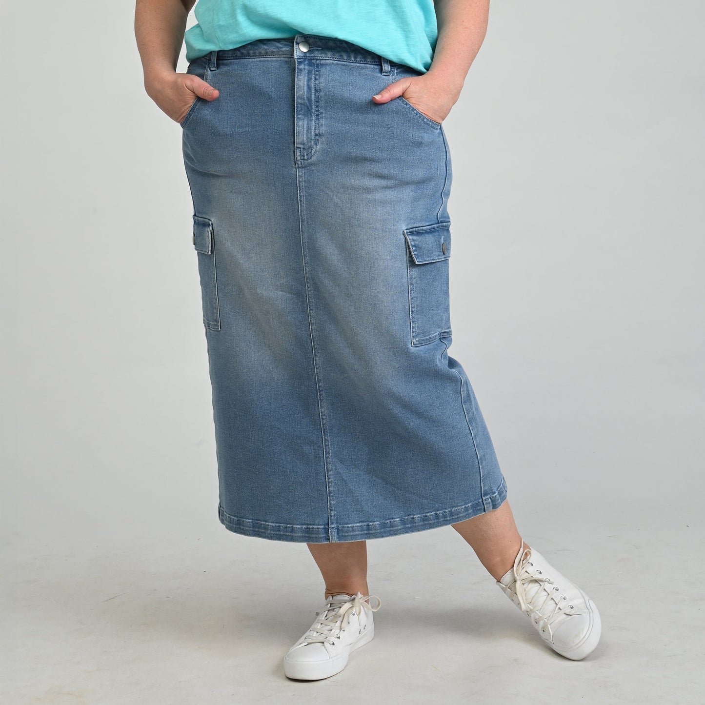 Christopher & Banks Denim Cargo Skirt