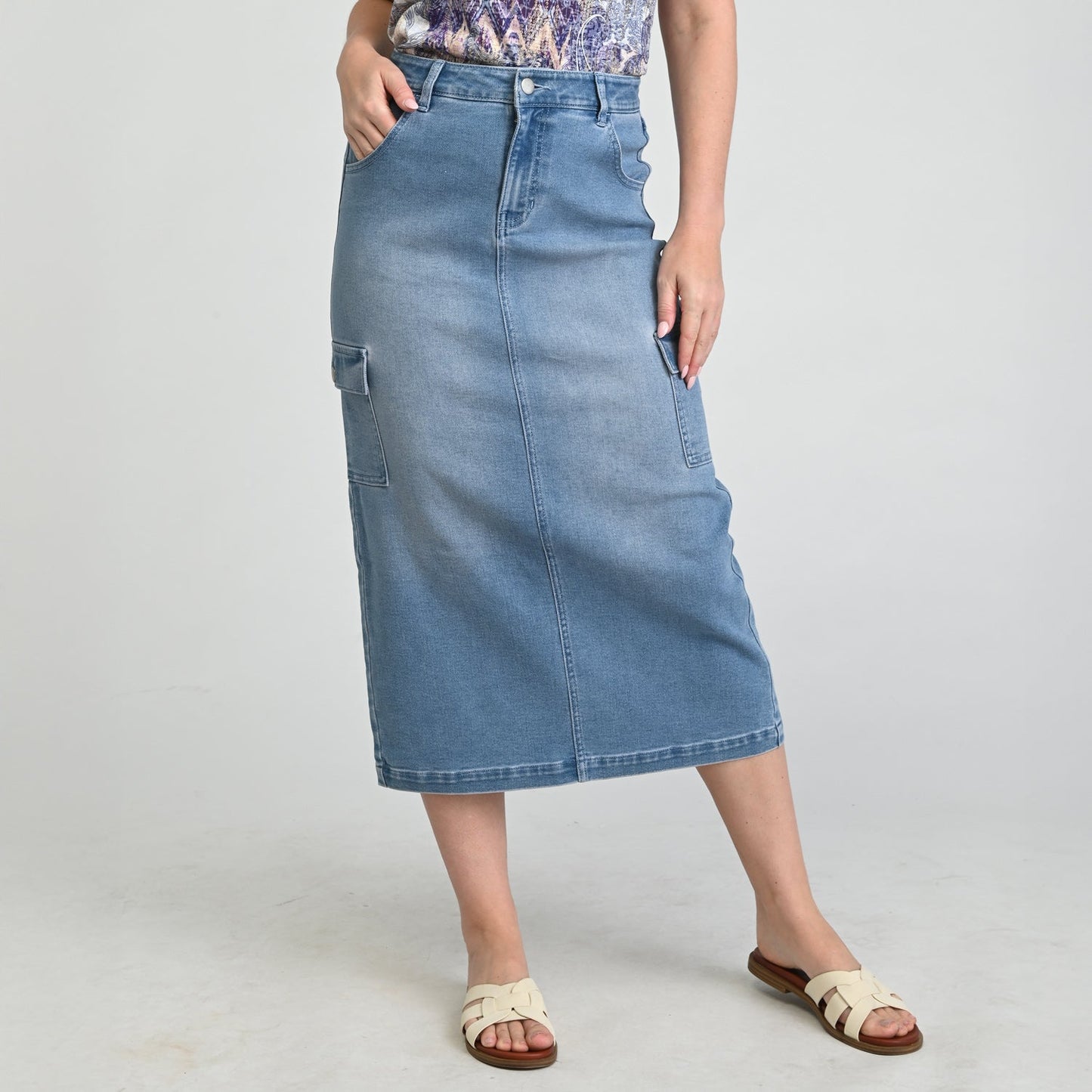 Christopher & Banks Denim Cargo Skirt