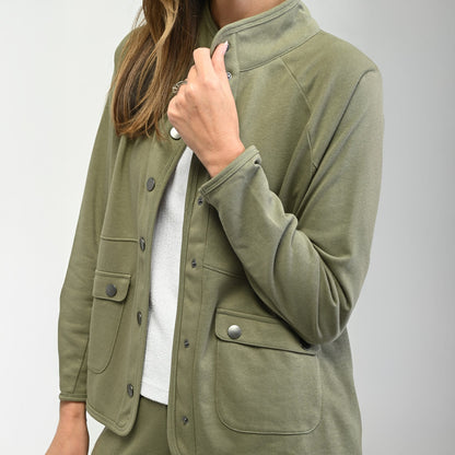Christopher & Banks Relaxed Restyled French Terry Snap Front Jacket