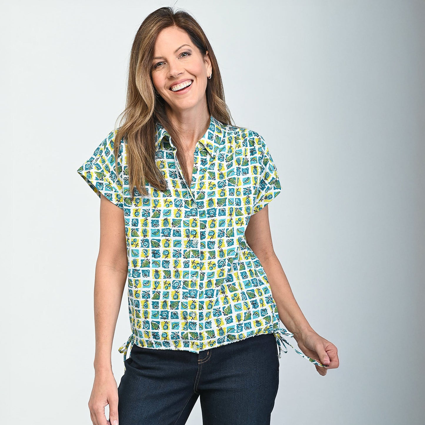 Christopher & Banks Drawstring Waist Short Sleeve Shirt