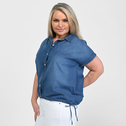 Christopher & Banks Drawstring Waist Short Sleeve Shirt