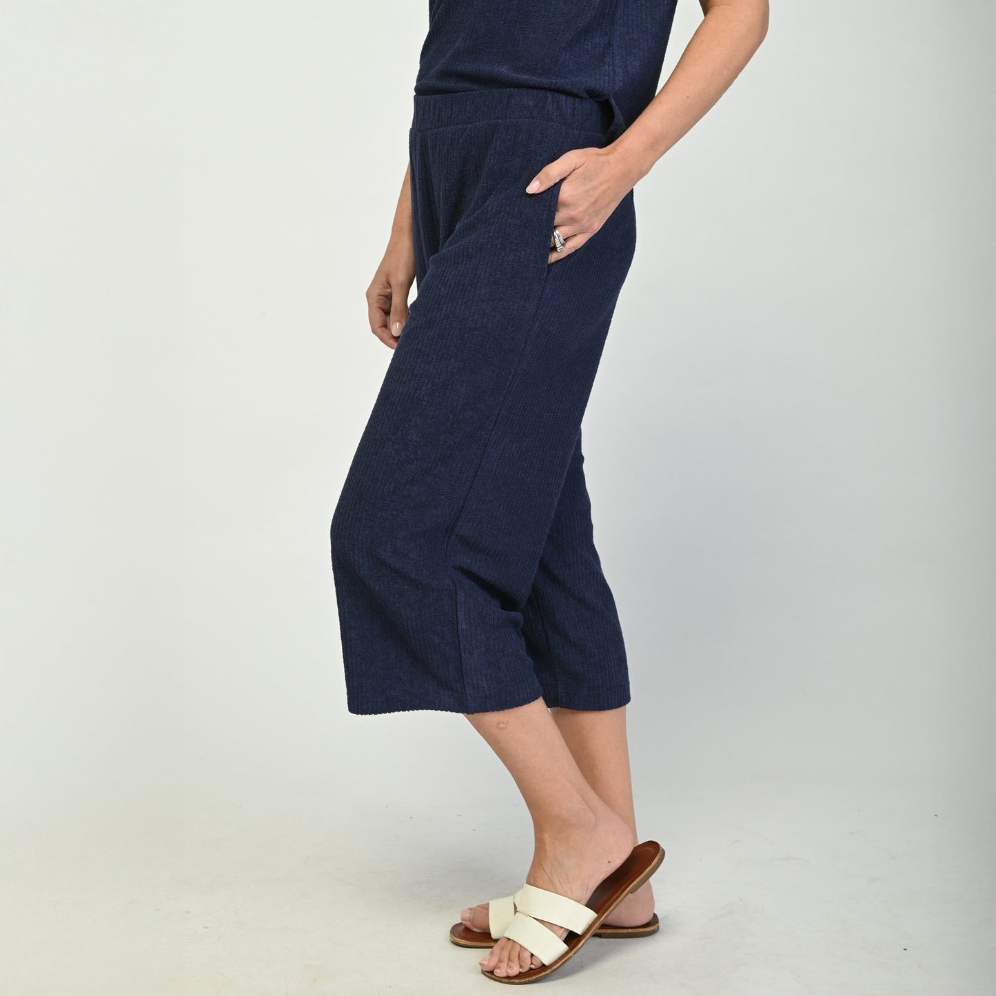 Christopher & Banks Relaxed Restyled Pull On Terry Cropped Pant