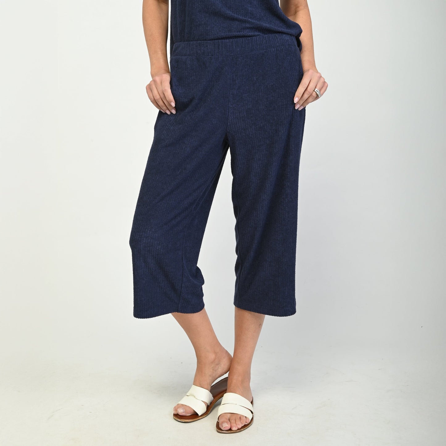 Christopher & Banks Relaxed Restyled Pull On Terry Cropped Pant