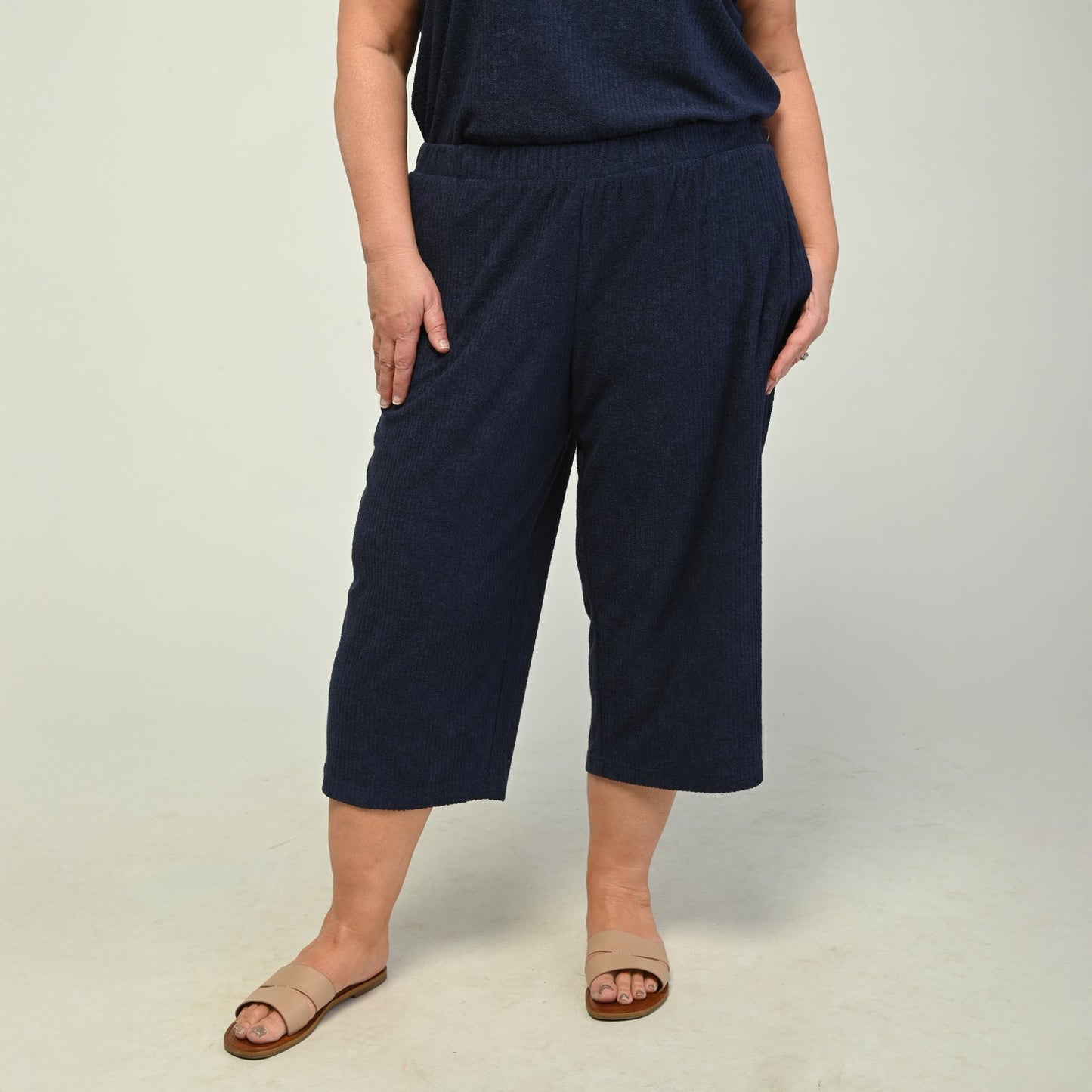Christopher & Banks Relaxed Restyled Pull On Terry Cropped Pant
