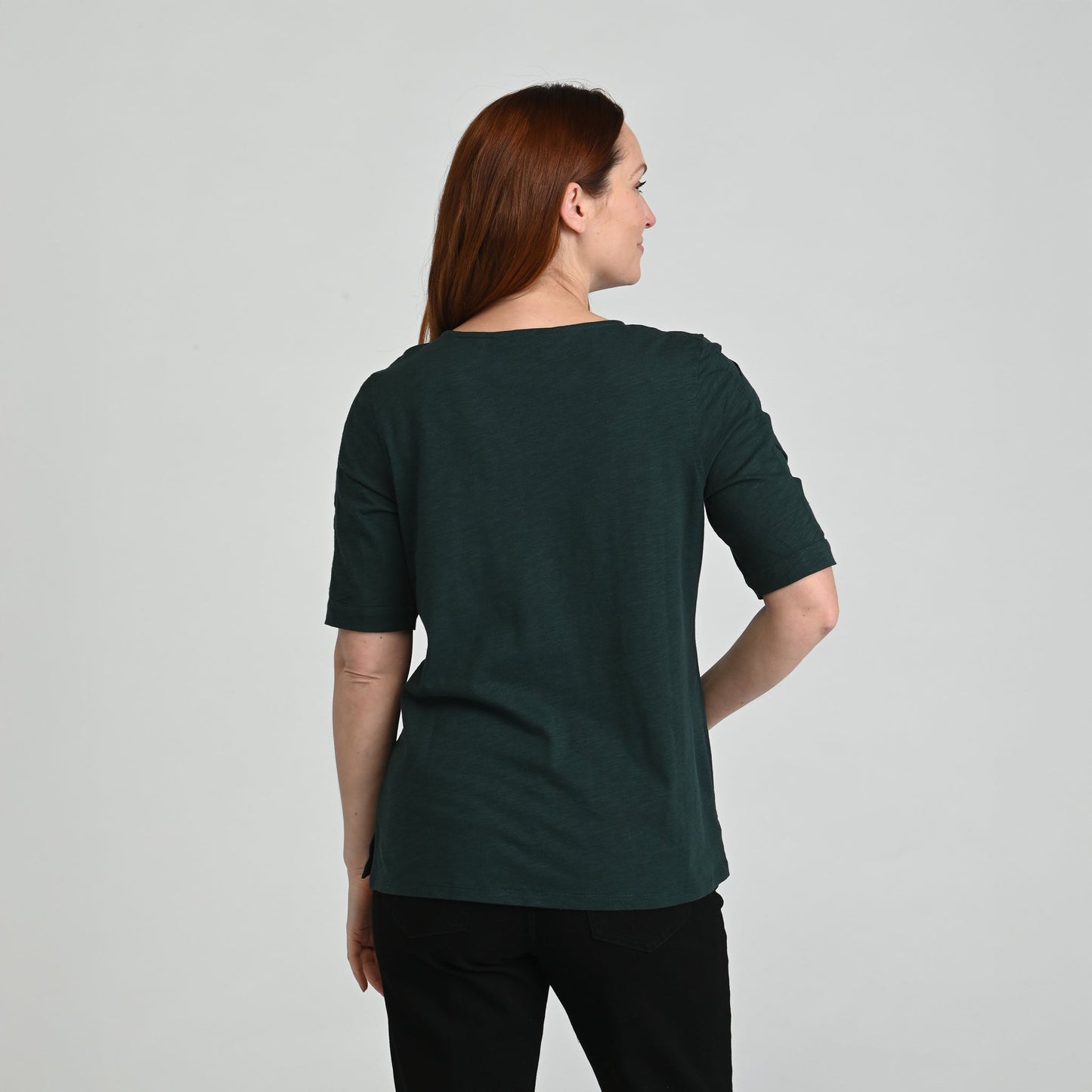 Christopher & Banks Lattice Sleeve Jewel Neck Top