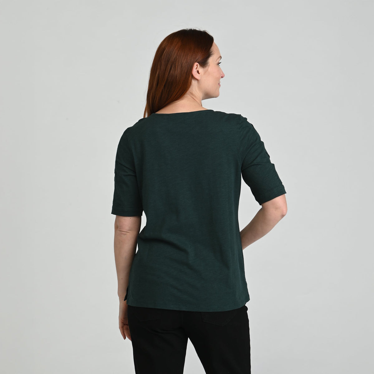 Christopher & Banks Lattice Sleeve Jewel Neck Top