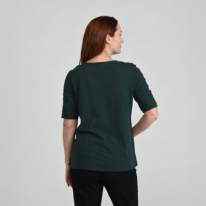 Christopher & Banks Lattice Sleeve Jewel Neck Top