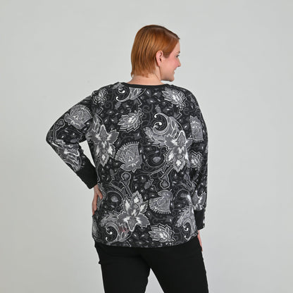 Christopher & Banks Printed Button Cuff Thermal Tee