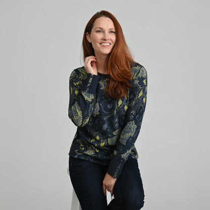 Christopher & Banks Printed Button Cuff Thermal Tee