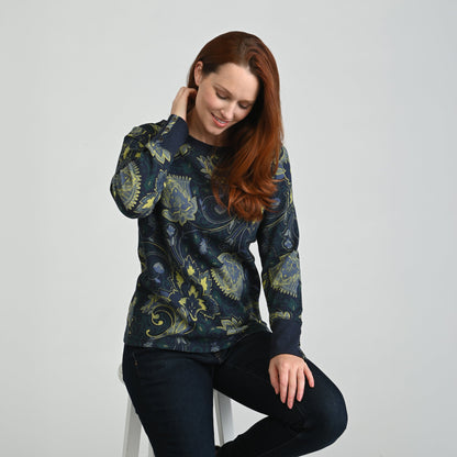 Christopher & Banks Printed Button Cuff Thermal Tee