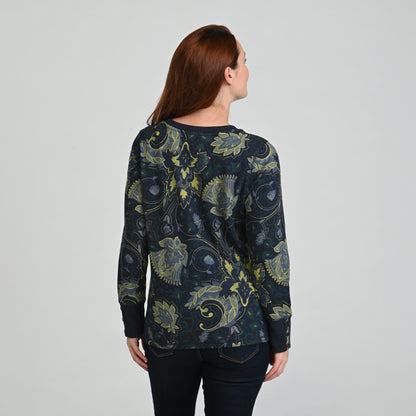 Christopher & Banks Printed Button Cuff Thermal Tee