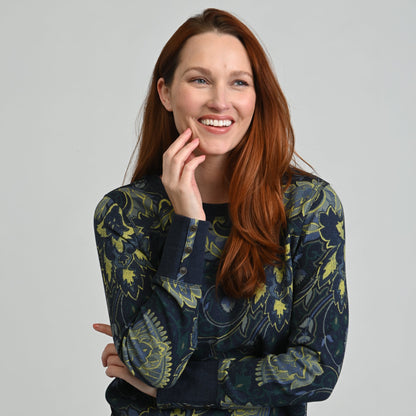 Christopher & Banks Printed Button Cuff Thermal Tee