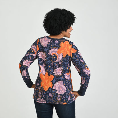 Christopher & Banks Printed Button Cuff Thermal Tee