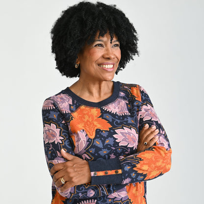 Christopher & Banks Printed Button Cuff Thermal Tee