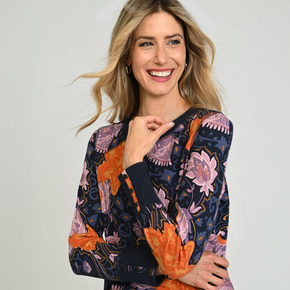 Christopher & Banks Printed Button Cuff Thermal Tee